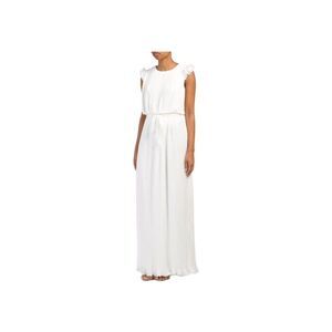 LOTUS THREADS NEW YORK Size 6 Ivory Pleated Chiffon Maxi Dress Gown MSRP $360.00